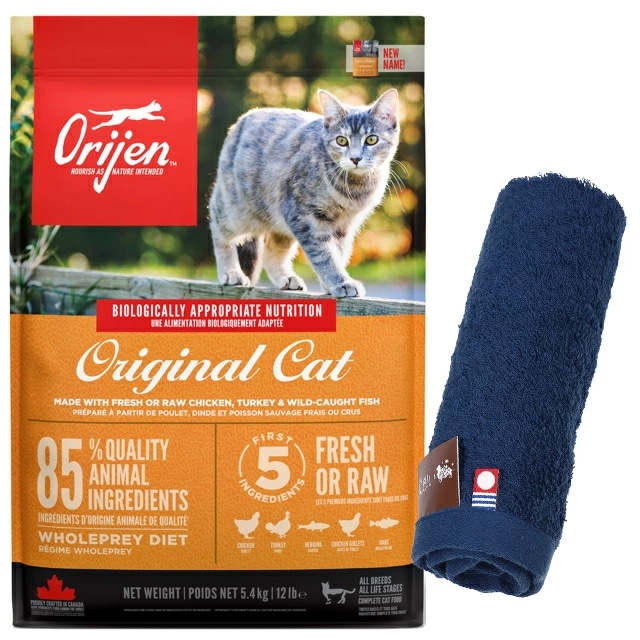 【正規品】オリジン キャットフード オリジナルキャット 5.4kg（旧キャット&キトゥン）【犬想いオリジナル今治ハンドタオルセット】【タオルカラー ネイビー】