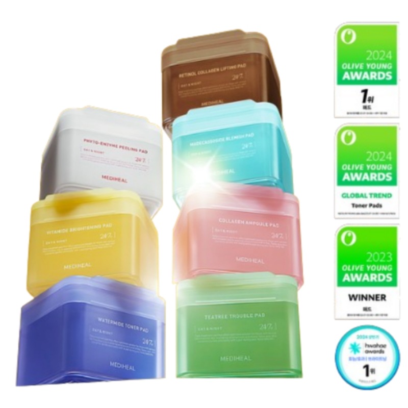 【1+1交差選択可能】スクエアトナーパッド 100枚肌悩み別7種（ティーツリー/マデカソサイド/ウォーターマイド/コラーゲン/ビタマイド/フィトエンザイム/レチノールコラーゲン）