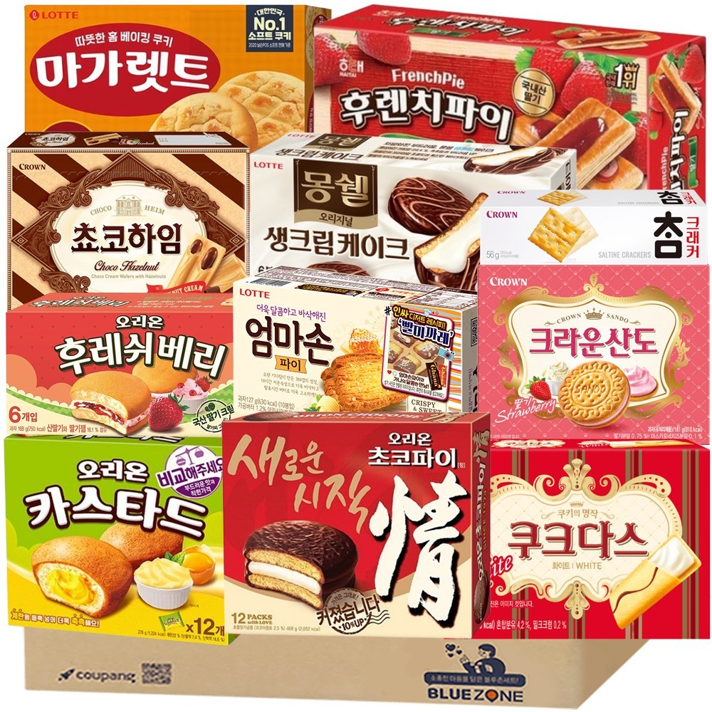 韓国の オフィスタンビールームスナックパイ菓子12種セット（オリオンチョコパイ+カスタード+チャムクラッカー+フレッシュベリー+ママソンパイ+モンシェル+マーガレット+ビッグパイ+フレンチパイ+チョコ