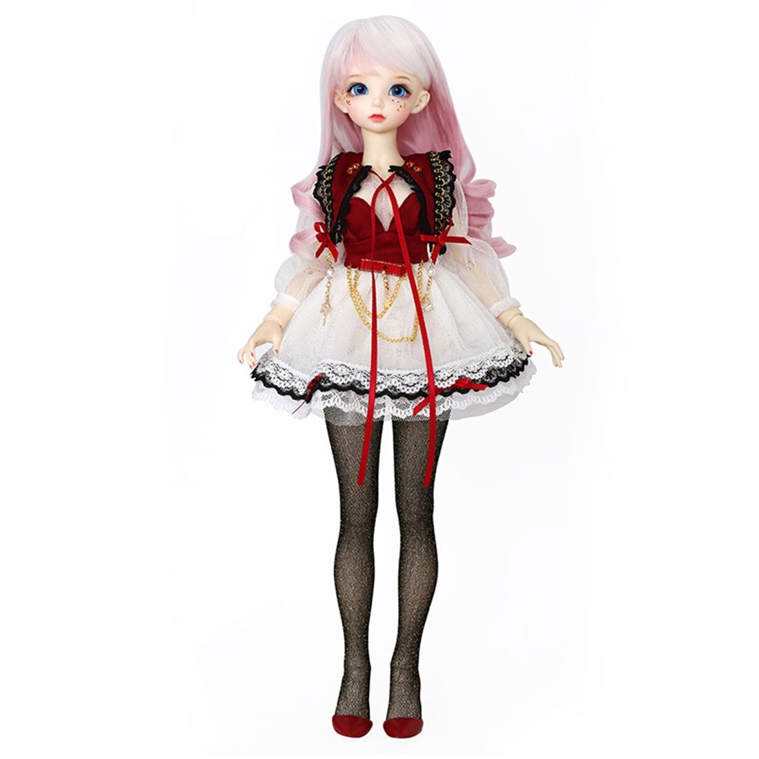 1/4 bjd人形minifeeアンティ女性メイク人形ランダムな色で目とフル服子供の教育玩具-ピンクの肌