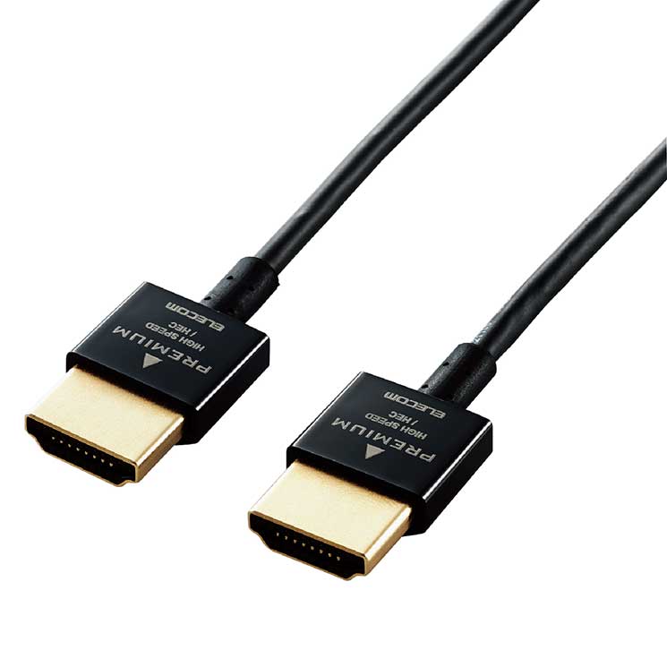 HDMIケーブル プレミアム 1.5m 4K対応 スリム 小型コネクタ 高速 高画質 イーサネット対応ブラック