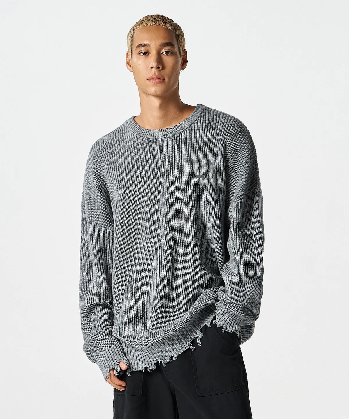 ダメージ フルオーバー ニット (Gray) 8,583円