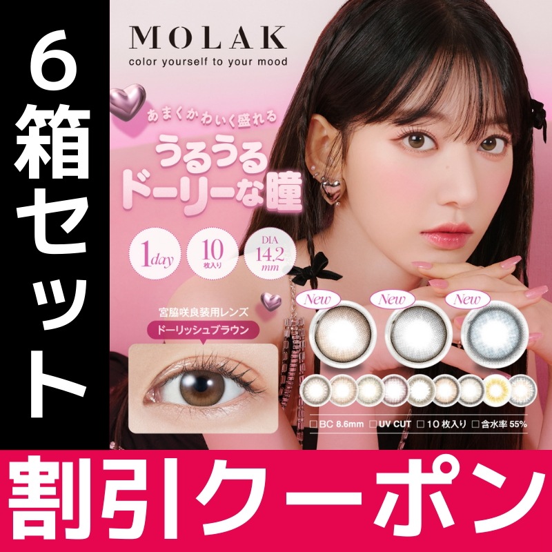 6箱セット MOLAK モラク カラコン ワンデー 14.2mm 1day 10枚