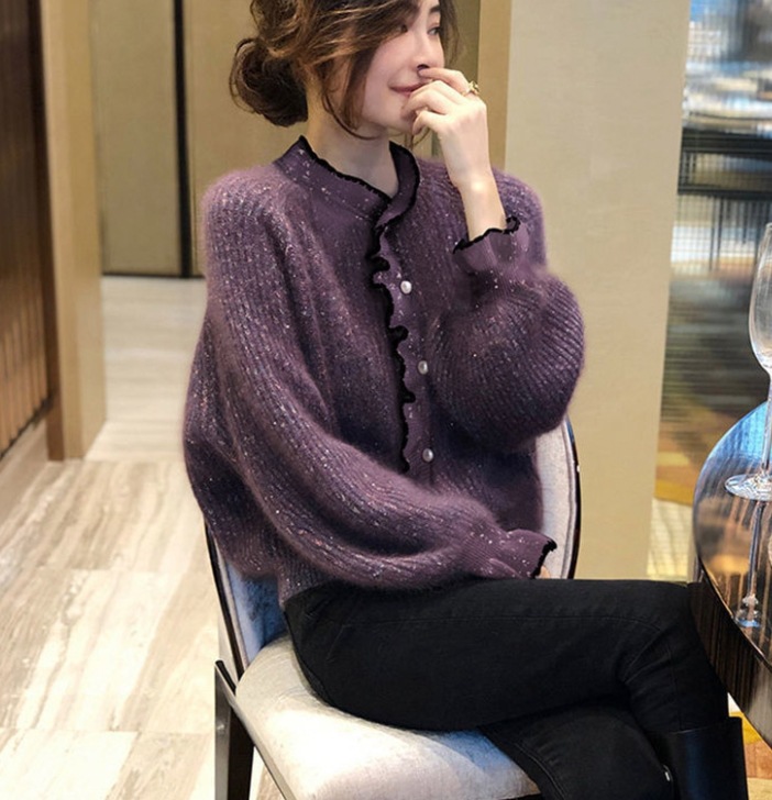 デート モテアイテム ニットソー セーター 長袖 Uネック フリル ウール 可愛い きれいめ 上品 おしゃれ かっこいい 可愛い ラブリー キュート ガーリー クール モード系 セクシー