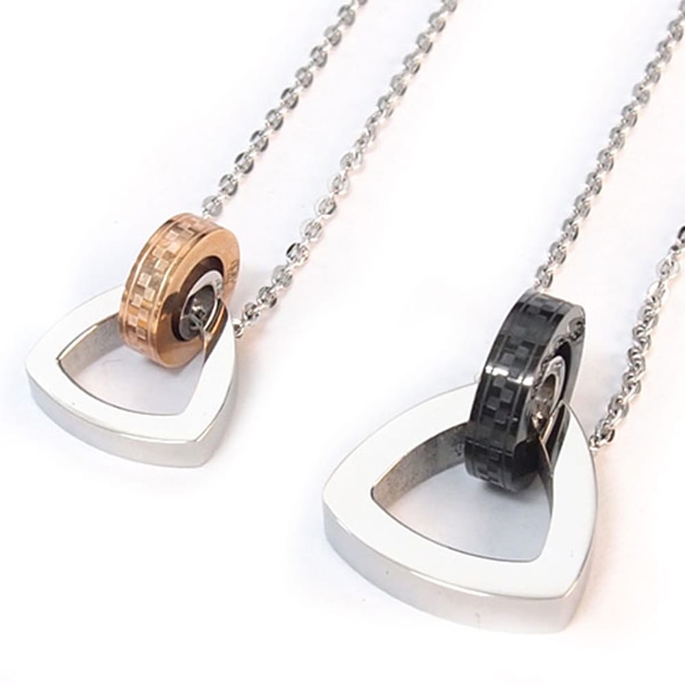 316L サージカルステンレス ネックレス リング＆トライアングル ペア