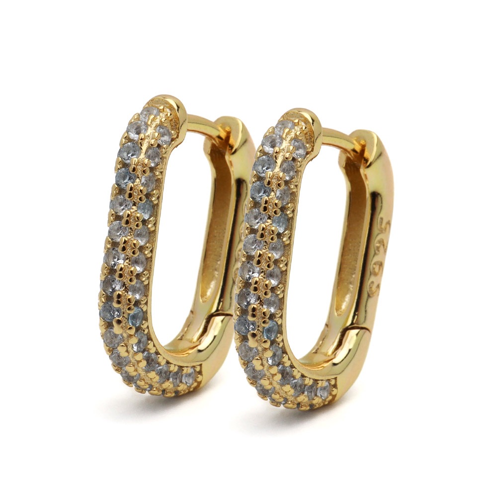 S925 ストーン フープピアス 4タイプ [ce271]