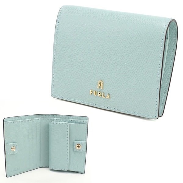 二つ折り財布 折り畳み WP00304 CAMELIA 二折財布小銭入付き ACQUAMARINA ブルー レザー レディース