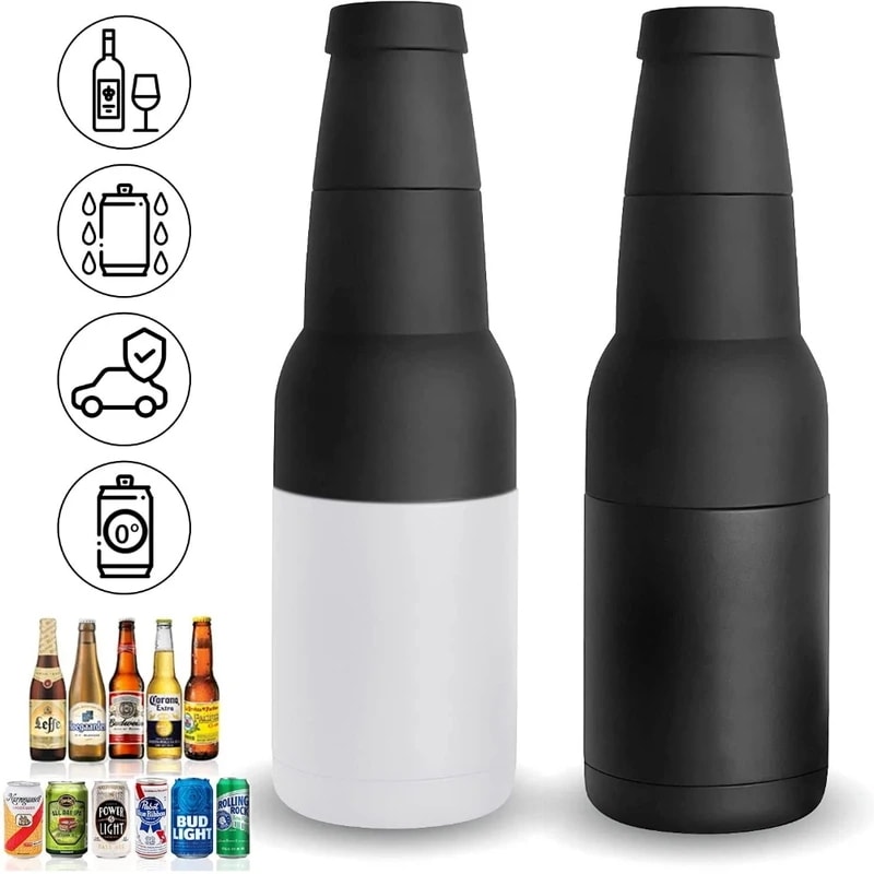 納期21日:ステンレス製の栓抜き付きボトルホルダー,3 in 1,二重壁,真空断熱,ビール用クーラー,飲み物