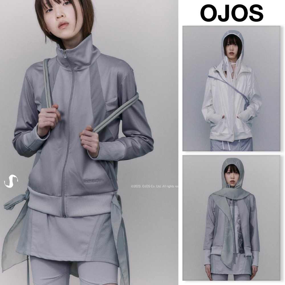 [OJOS] Ruffled Jersey Zip-up