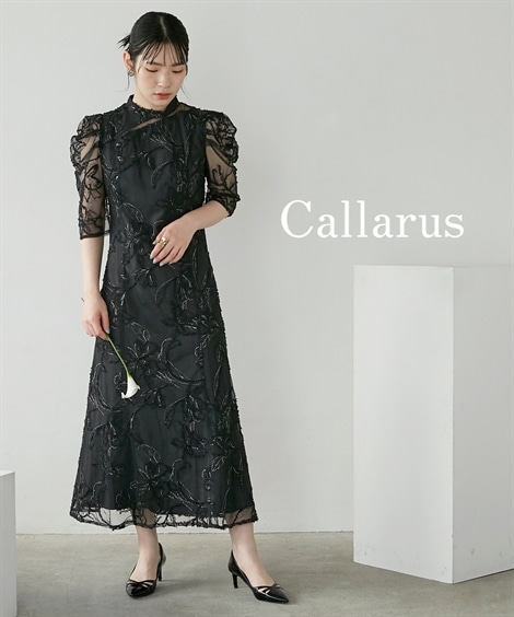 ドレス 結婚式・お呼ばれ・パーティー・オケージョンドレス カッティング風フリンジ刺繍ロング丈ワンピースドレス 大きいサイズ有 Callarus 20,790円