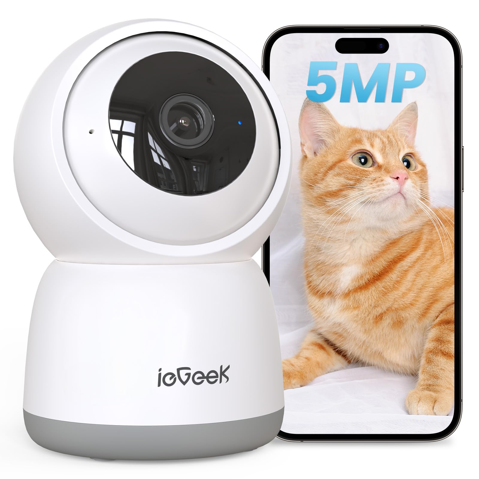 【360自動定期見回り・500万画素】ペットカメラ 見守りカメラ ieGeek 可上下自動追尾 レンズのオフ可能 遠隔操作 双方向会話 PTZ機能 24時間録画 人体/モーション/音声検知 警報通知