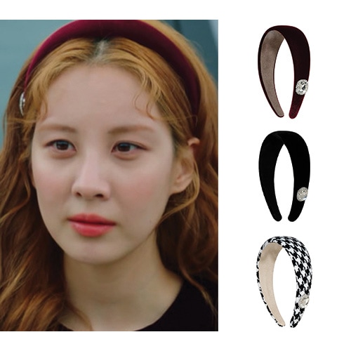 [OHMYGIRL ヒョジョン/ソヒョン 着用]ベルベットストーンヘアバンド/韓国人気ブランド 韓国人気ファッション 人気ジュエリー