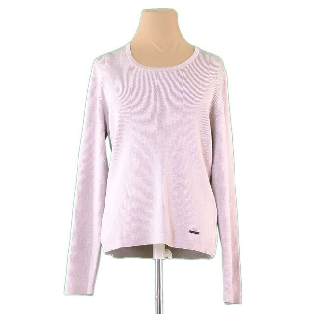 ニット クルーネック リブ編み Sサイズ ベージュ ラメ 中古