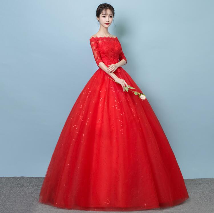 ウエディングドレス レディース 上品 パーティードレス フォマール エレガント 編み上げ オフショルダー 5分袖 レース ロング丈 披露宴 結婚式 二次会 大人 発表会 演奏会 お呼ばれ イベント サ