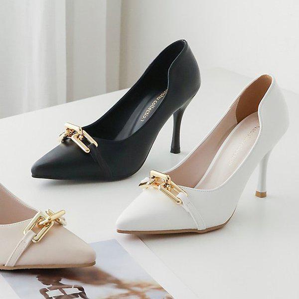 [シューズ] スティレット ゴールドチェーン 女性 レディース 靴 パンプス フォーマルシューズ ヒール 8cm/3color sjnab-3901