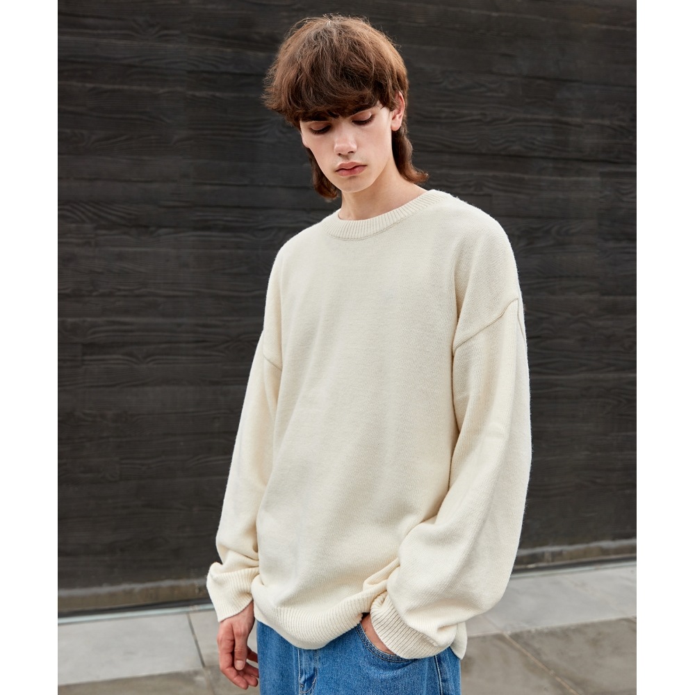 MINIMALPROJECT ウール刺繍ラウンドニット MNT103 [IVORY]