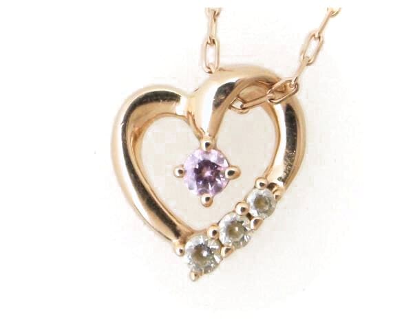 色石ネックレス K10PG(10金 ピンクゴールド)