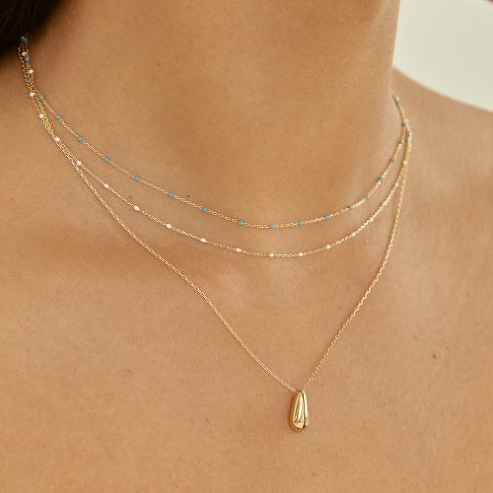 LUNNE 14k カラーポイントレイヤードチェーンネックレス K14ゴールド #LFN08