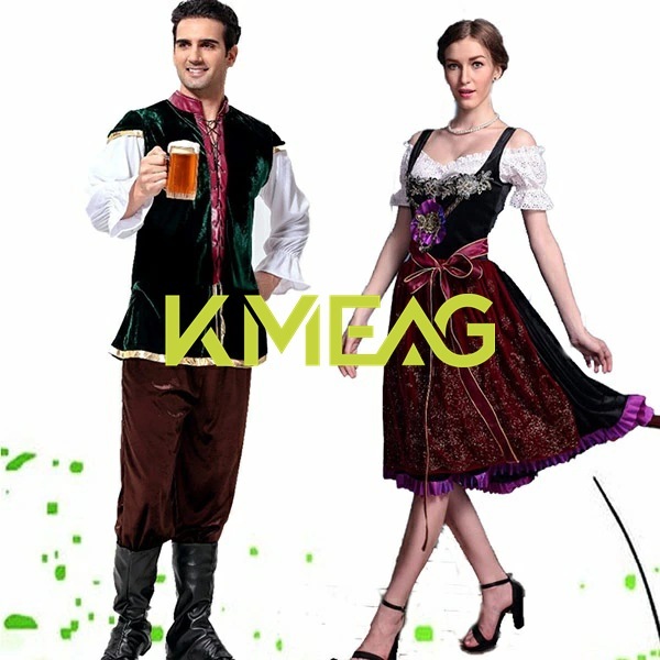 ミュンヘンのビール祭り服装 オクトーバーフェスト ドイツ風 ビール祭り ワンピース ロング丈 ヨーロッパ風 ステージ衣装 舞台服 変装 ハロウィンコスプレ ハロウィン仮装 パーティー イベント コスチ