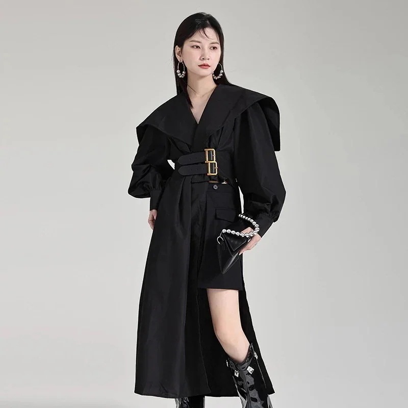 【上品】 レトロ ドッキング シャツワンピース ベルト付き Vネック おしゃれ レディース ロングワンピース フリル 着痩せ スリット ドレス 関連商品は店で購入可能