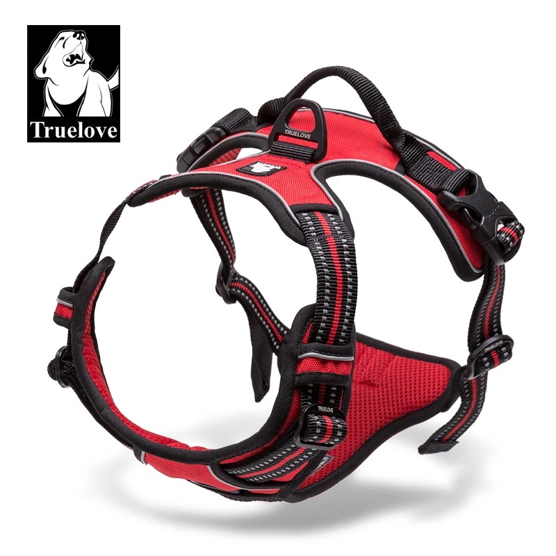Truelove ペットハーネス反射ナイロン大型ペット犬ハーネス全天候型パッド入り調節可能な安全車両リード犬用 TLH5651