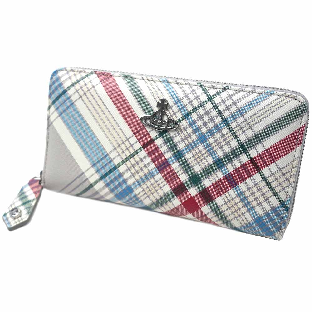 ヴィヴィアンウエストウッド 長財布 ラウンドファスナー レザー Vivienne Westwood TARTAN PRINT SAFFIANO MADRAS CHECK 51050023UL0057O