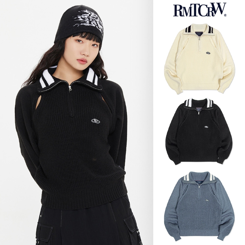 【ROMANTIC CROWN】 SPORTY LINE KNIT HALF ZIP UP