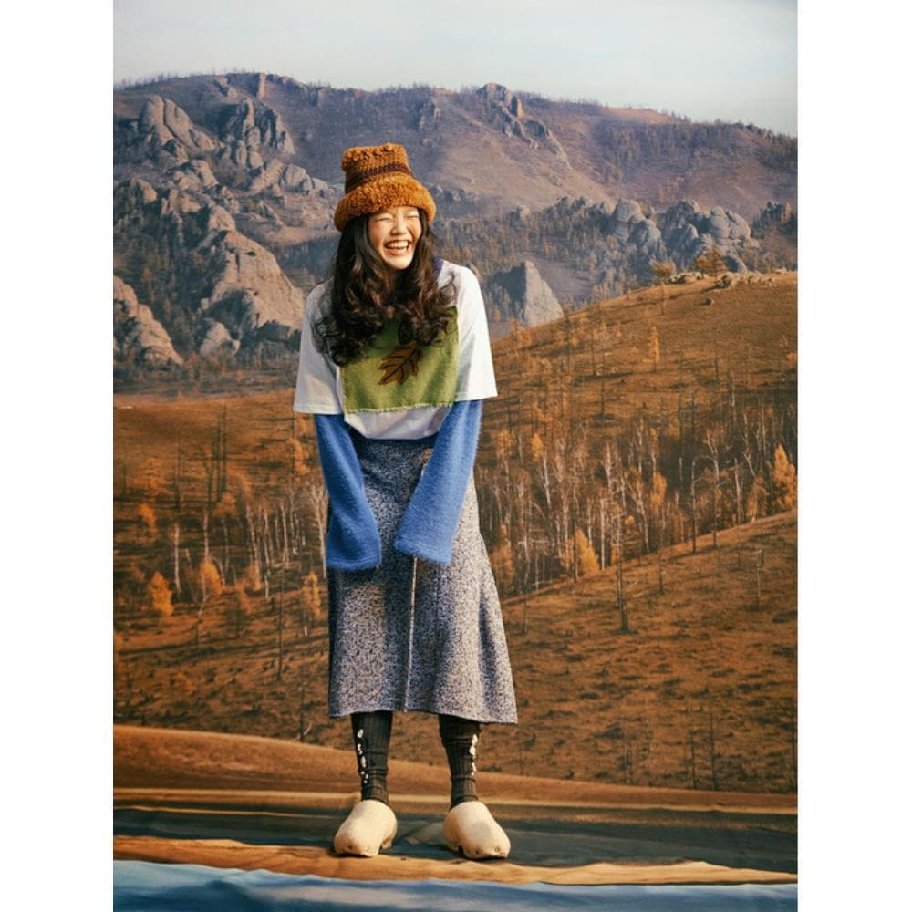 MISU A BARBE NEW STRIPY FURRY HAT BROWN ニット帽