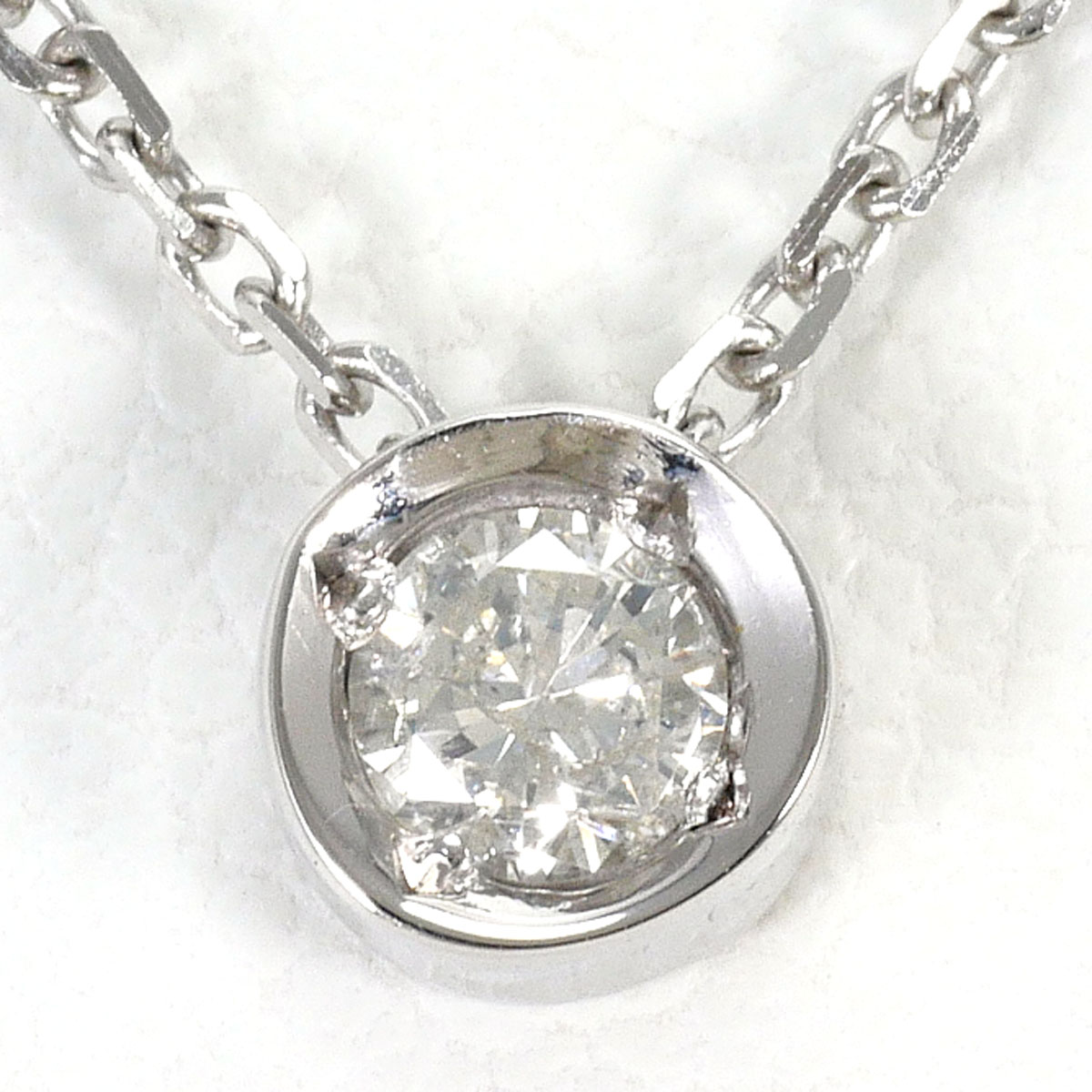 K18 18金 WG ホワイトゴールド ネックレス ダイヤモンド 0.10ct 総重量約1.7g 約40cm ジュエリー 中古