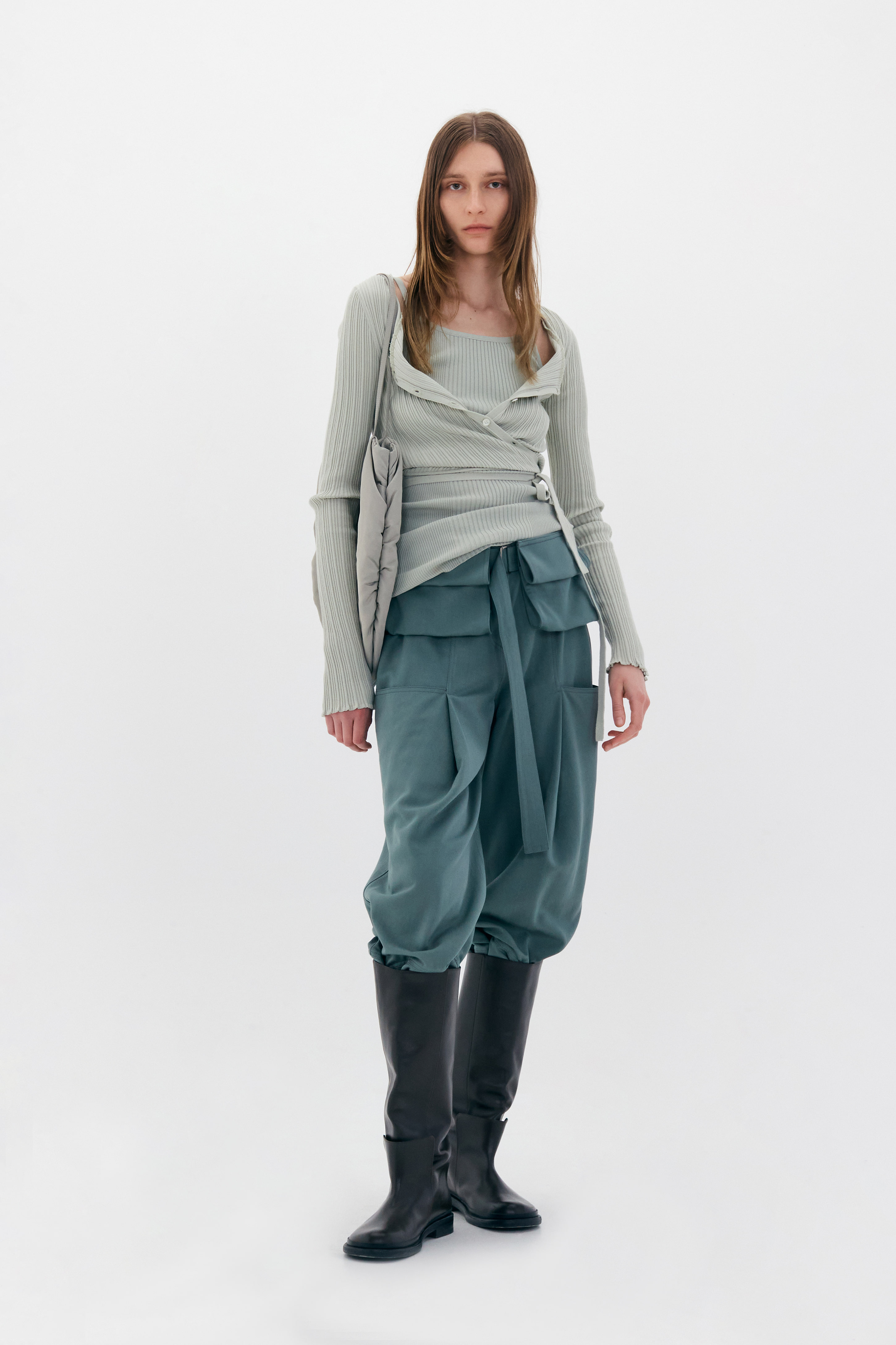 【LOW CLASSIC】 KNIT WRAP CARDIGAN : 2COLORS