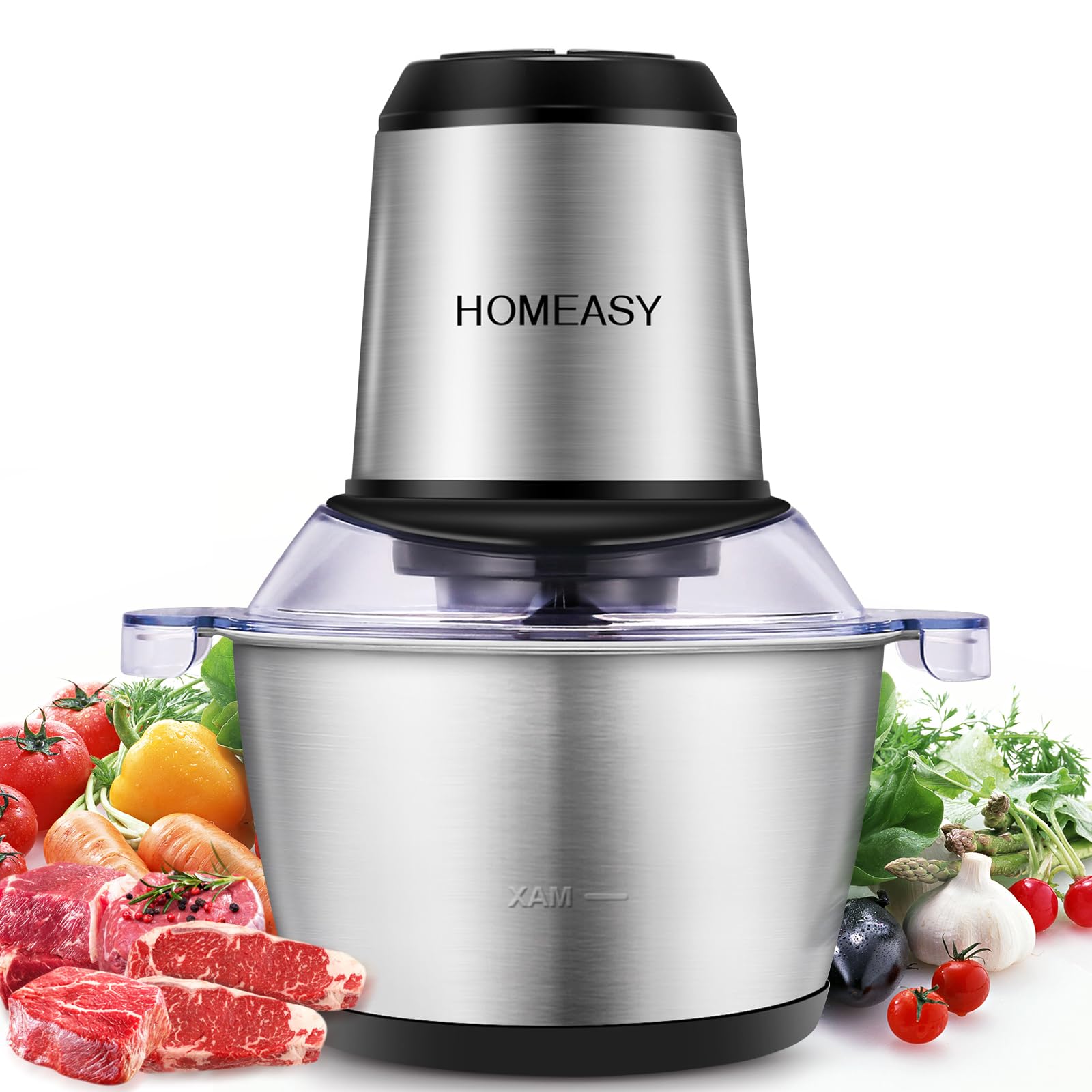 フードプロセッサー HOMEASY フードチョッパー 電動 フードミキサー 【1.8L大容量 4枚刃カッター】 2段階スピード 350Wハイパワー みじん切り 一台多役 簡単操作 水洗い可能