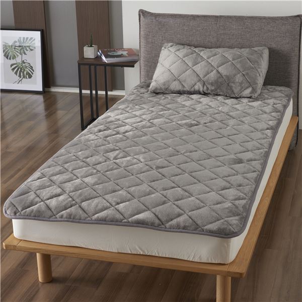 5層構造アルミシート あったか敷きパッド 約140x205cm グレー