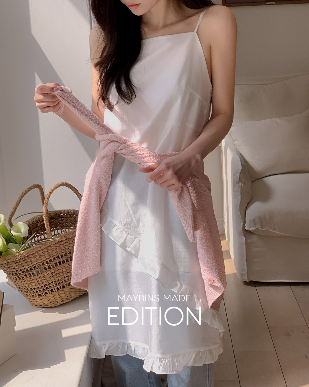 [MADE] ティフフリルロングワンピース韓国ファッション レディース