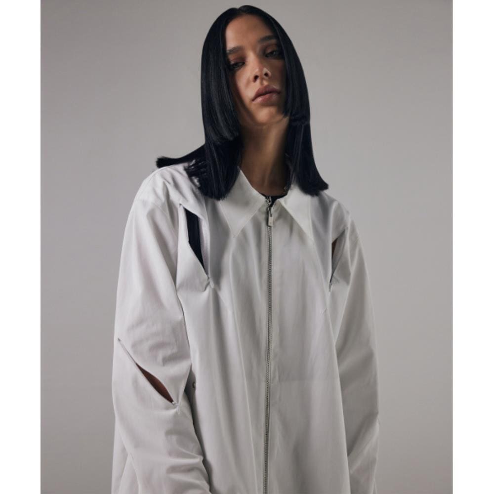 TREEMINGBIRD Hidden Zipper Incision Jacket White TMB24