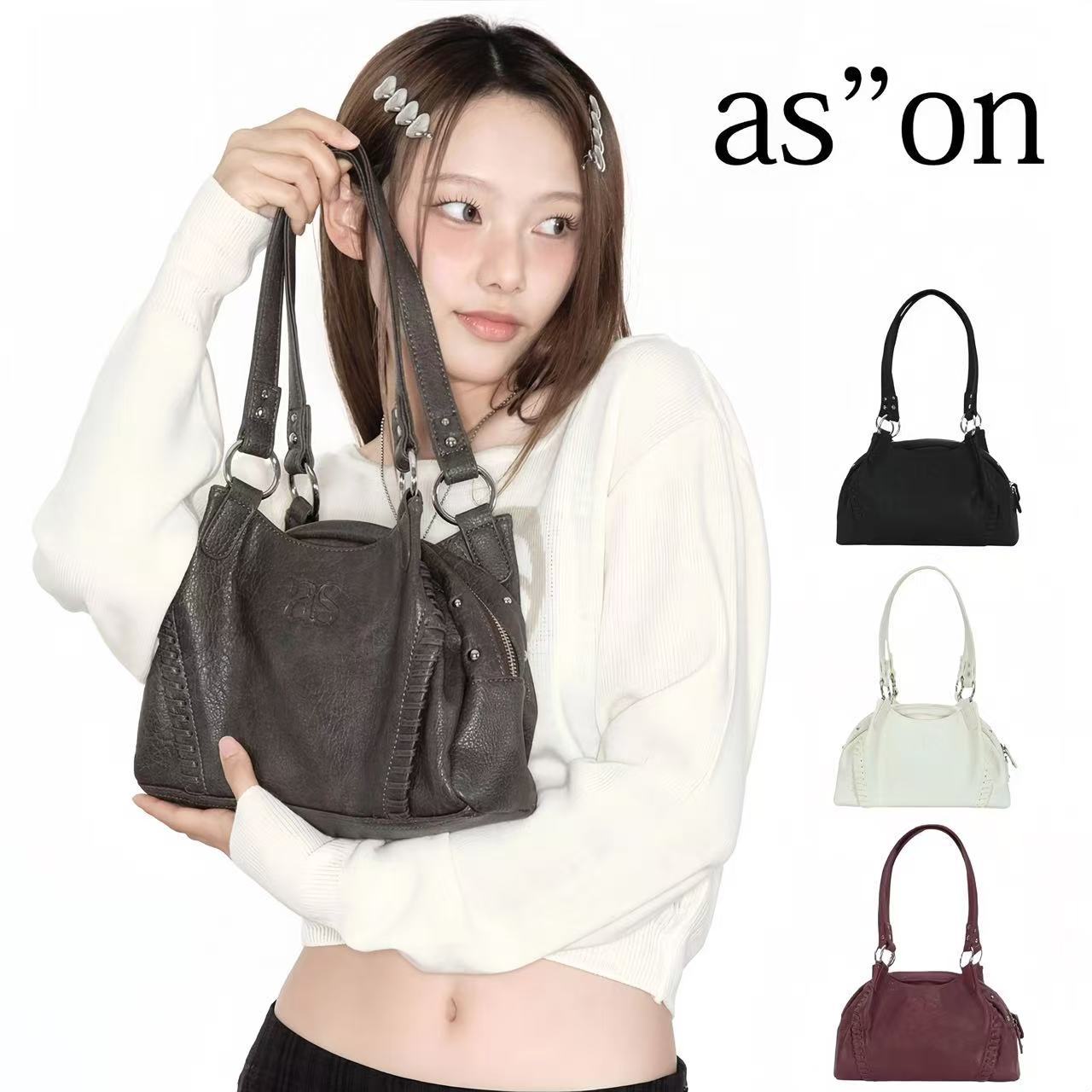 韓国代購品 25FW トラベルショルダーバッグ イ・チャイニン着用 レトロ 大容量 通勤向き バイカー風