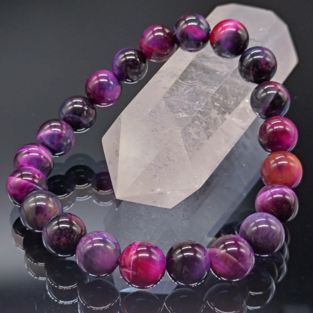 タイガーアイ 虎目石 10mm ピンク パープル ブラック パワーストーン 天然石 ブレスレット