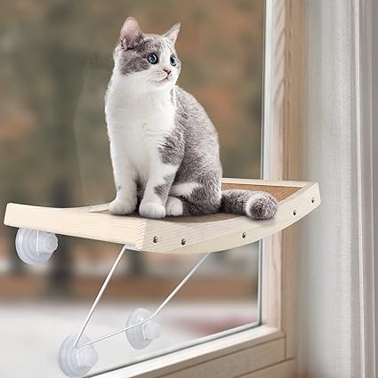 猫窓ベッド 猫ベッド 猫ハンモック ペットベッド ウインドウベッド ふわふわ キャットソファー 取り付けタイプ 日光浴 通気 16ＫＧ耐荷重 組み立て簡単 子猫もぴったり 昼寝 吸盤 (キャメル)
