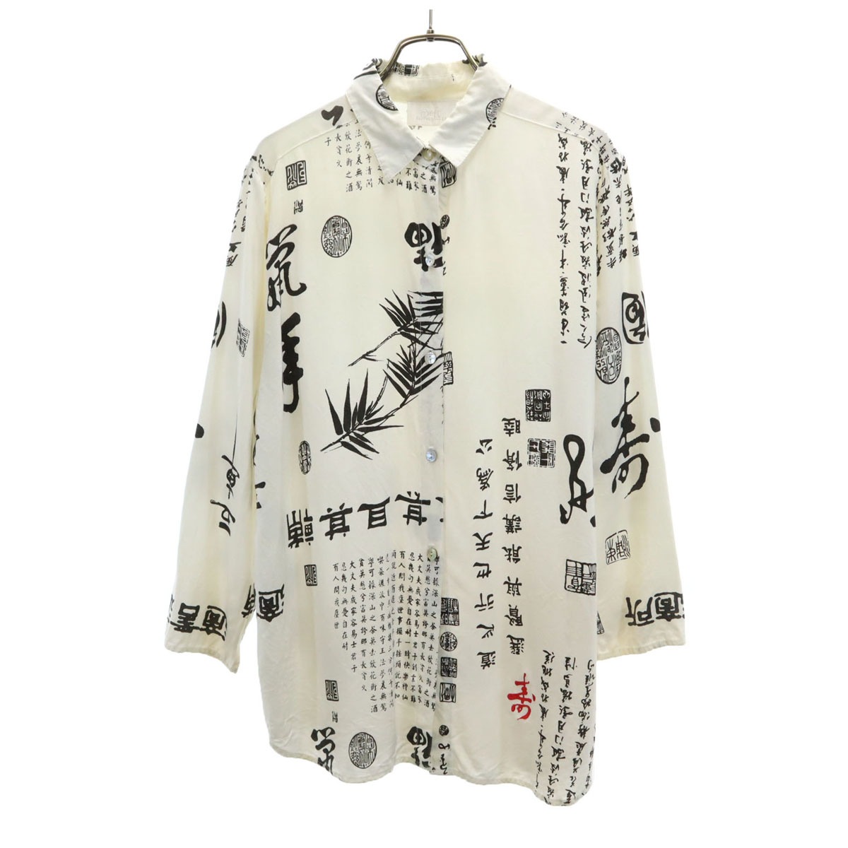 Soft Surroundings ソフトサラウンディングス 90s USA製 オールド 総柄 7分袖 シャツ M ホワイト系 レディース 古着