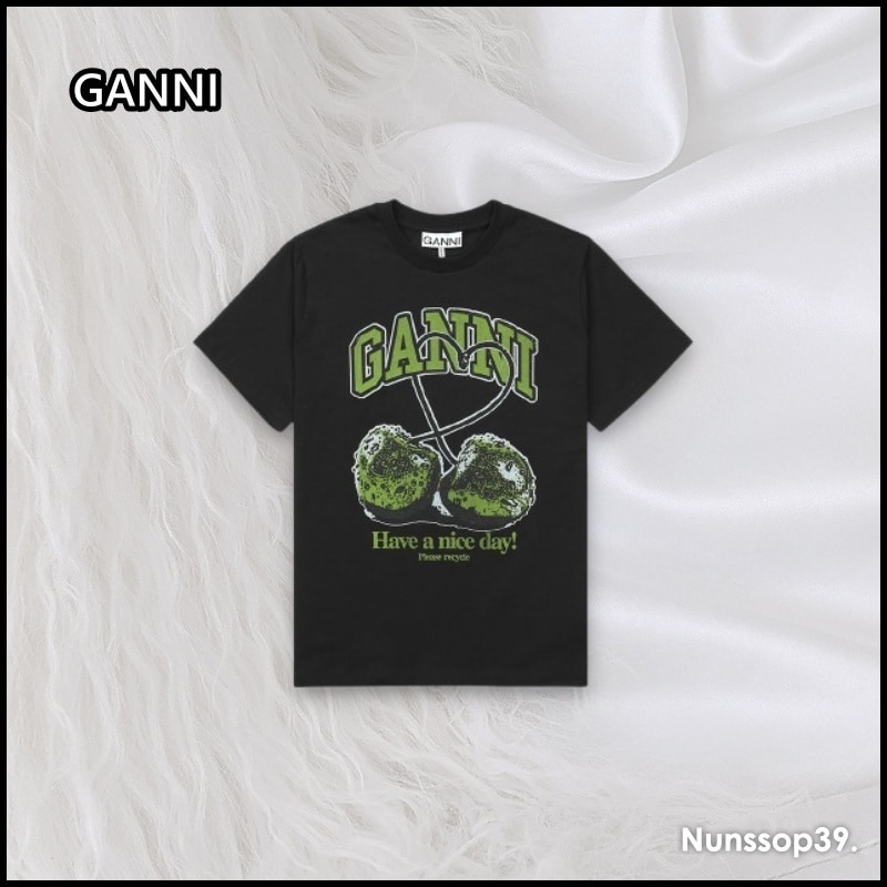 GANNI チェリー リラックスフィット Tシャツ