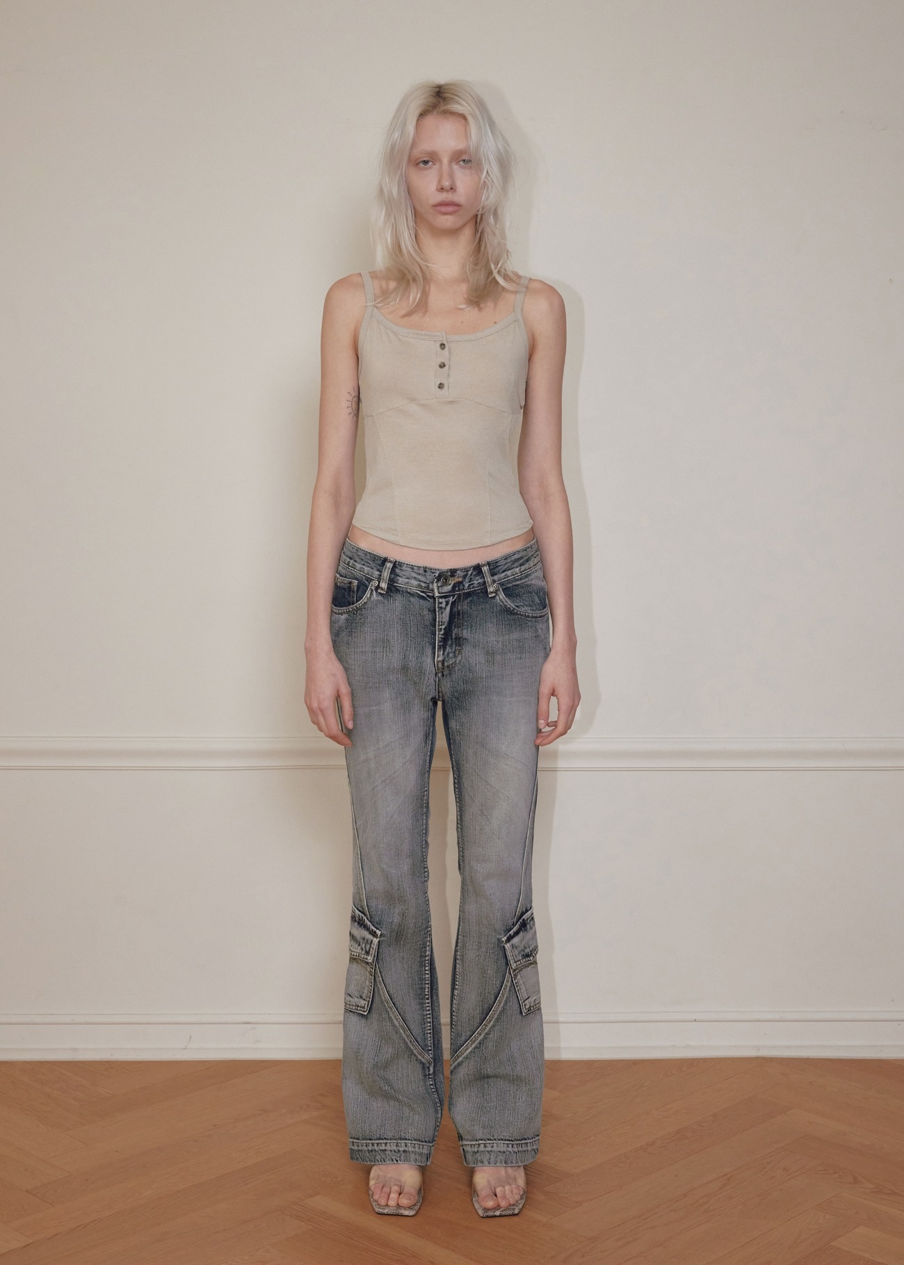 【bohemseo】 BUTTON UP SLEEVELESS, BEIGE 正規品
