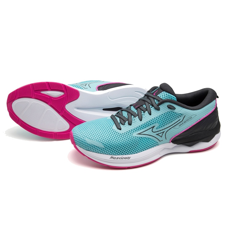 ミズノ J1GD238121230 レディース ランニングシューズ ウエーブリボルト3(ブルー×ブラック×ピンク・サイズ:23.0cm) J1GD238121230