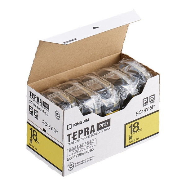 SC18Y-5P テプラPROテープエコパック 18mm 黄 5個入