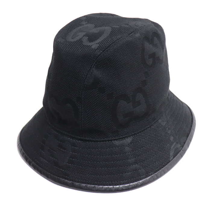 GUCCI グッチ ジャンボGGキャンバス バケットハット ハット ブラック 727563 L ユニセックス 中古 美品