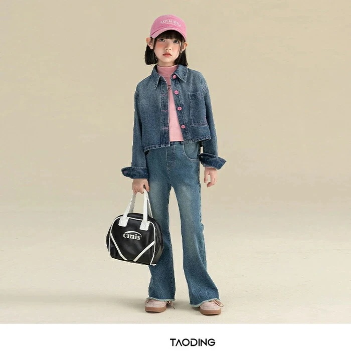 デニムジャケット キッズ デニム ジャケット シャツジャケット ジャンパー Gジャン 長袖 女の子 ミドル丈 上着 女児 防風 春 秋 冬 秋冬用 春秋用 通園 通学 入学 男女兼用 アウター おしゃ