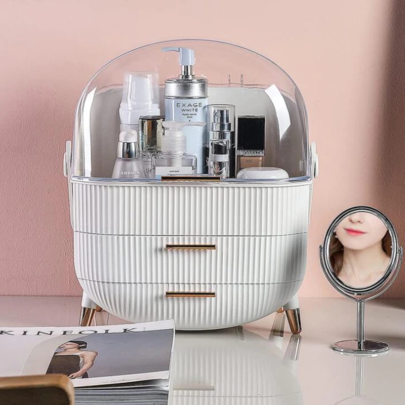 ポータブルメイクアップケース,化粧品収納ボックス,収納オーガナイザー,化粧品ディスプレイケース,蓋付