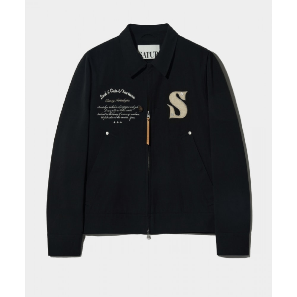 SATUR アップリケアートワークロゴカラージャケットリゾートブラック
