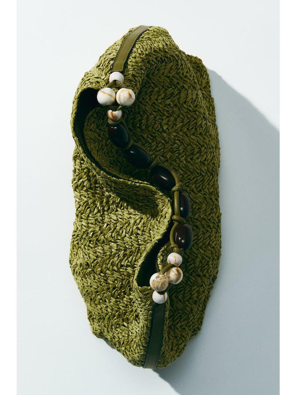 H&M ストローショルダーバッグオリーブグリーン 1345875001