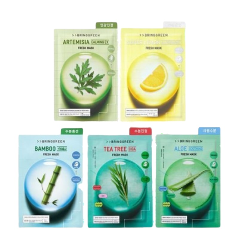 [大容量]ブリングリーン フレッシュマスク パック 30枚, 5種 選べる / 韓国 人気 個包装 デイリー フェイスパック 4,683円