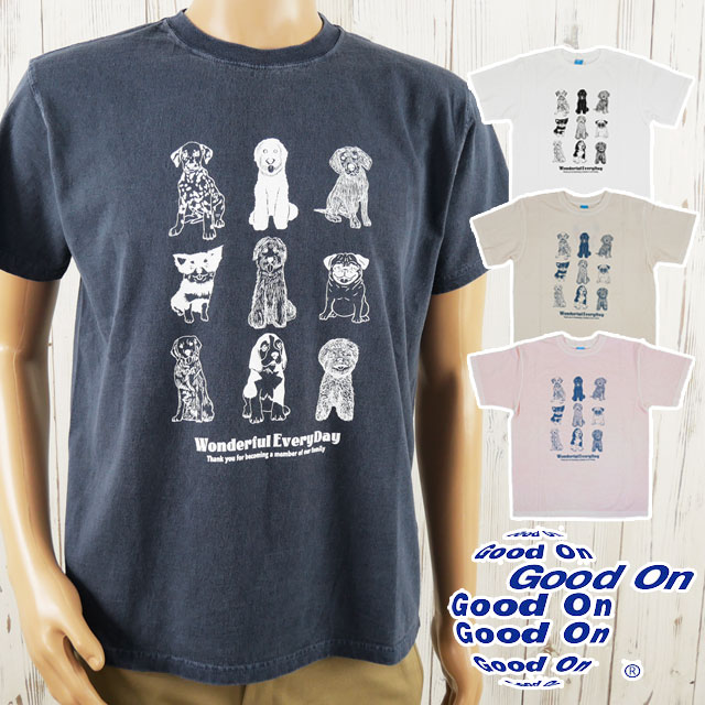 グッドオン Tシャツ メンズ OLSS1253P ワンダフル S/Sティー 半袖 ティーシャツ トップス カットソー クルーネック 丸首 レディース ウェア アパレル 犬 ワンコ メイドインジャパン
