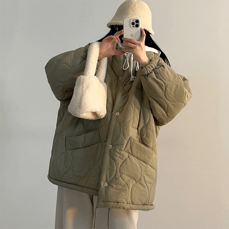 [軽くて暖かい！/あなた 無可愛い] オーバーフィット ウールキルティング ダウン オーバーサイズ ダンブルジャンパー ミリタリージャケット